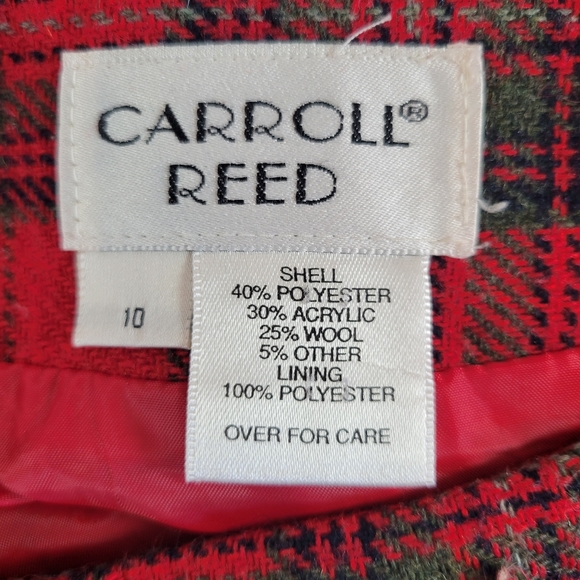 Carroll Reed Vintage Red Green Plaid Fringe Wrap Skirt Size 10 - Picture 10 of 11